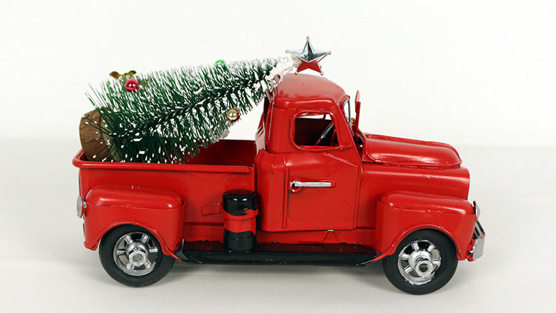 Retro Metal Red Christmas Truck Ornament