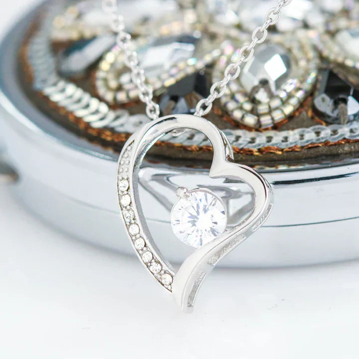 Maliben | Eternalbloom | Romantic Rose Box With 14k White Gold Heart Necklace And Love Note