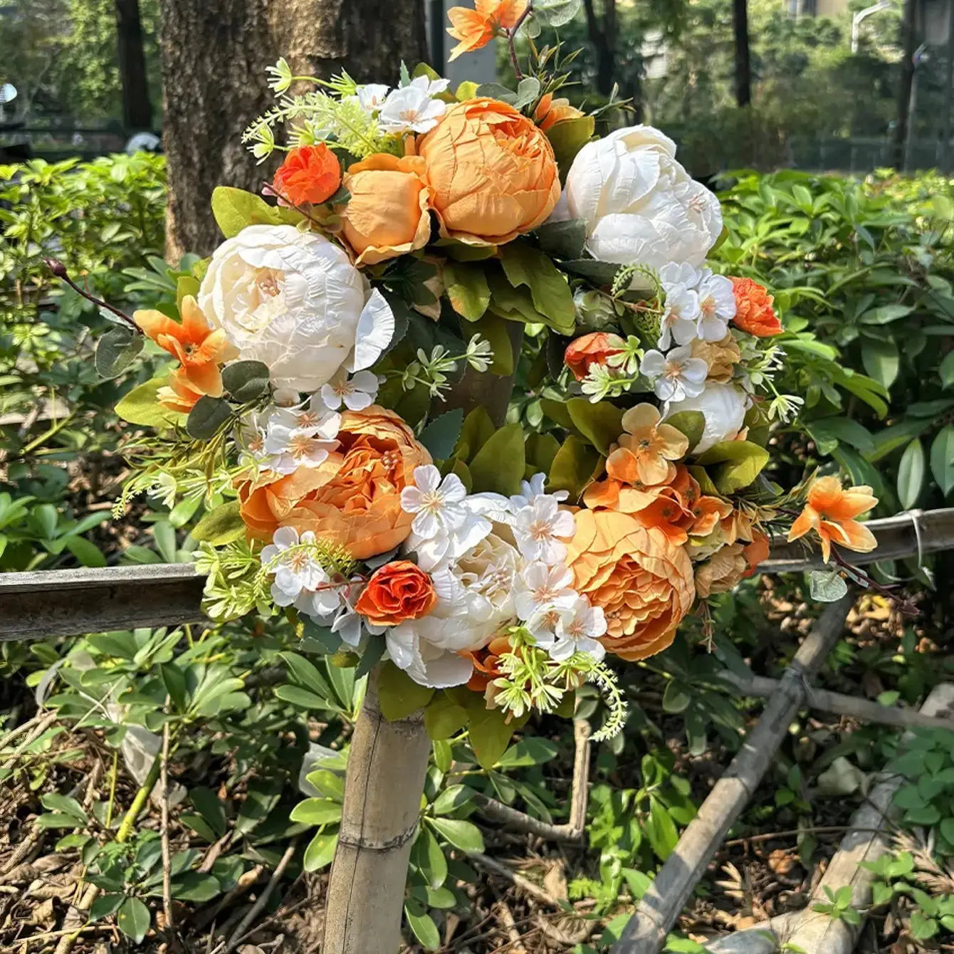 Maliben | AutumnGlow Autumn Wreath - Artificial Wreath with Realistic Peonies for Outdoors