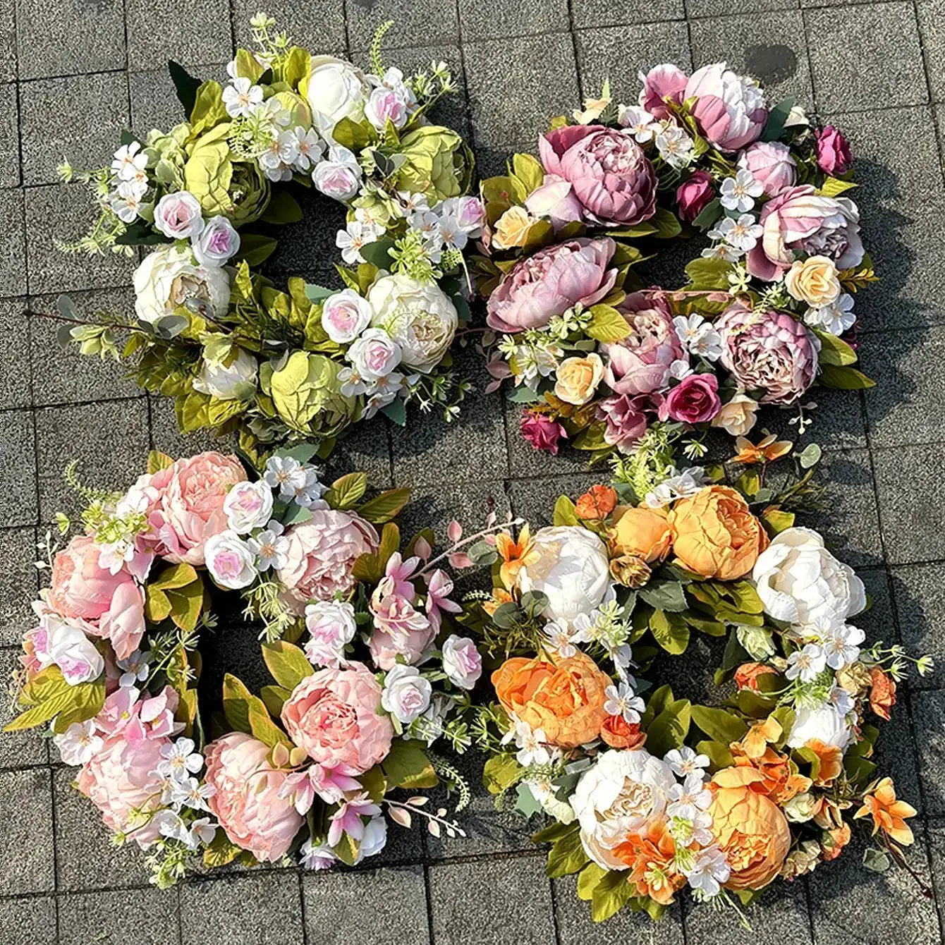 Maliben | AutumnGlow Autumn Wreath - Artificial Wreath with Realistic Peonies for Outdoors