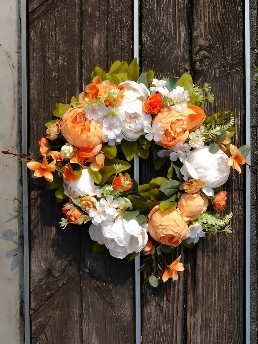 Maliben | AutumnGlow Autumn Wreath - Artificial Wreath with Realistic Peonies for Outdoors