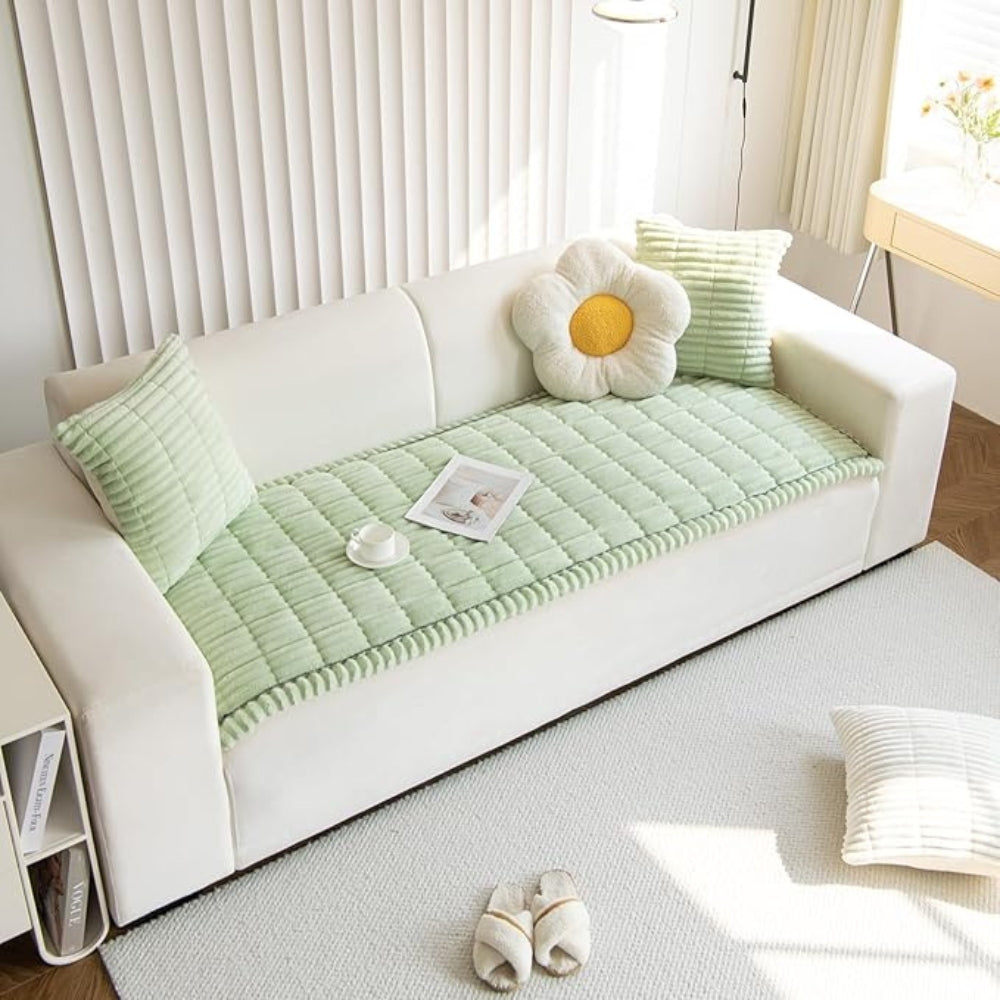 Maliben | Plush Pleated Edges Sofa Cover