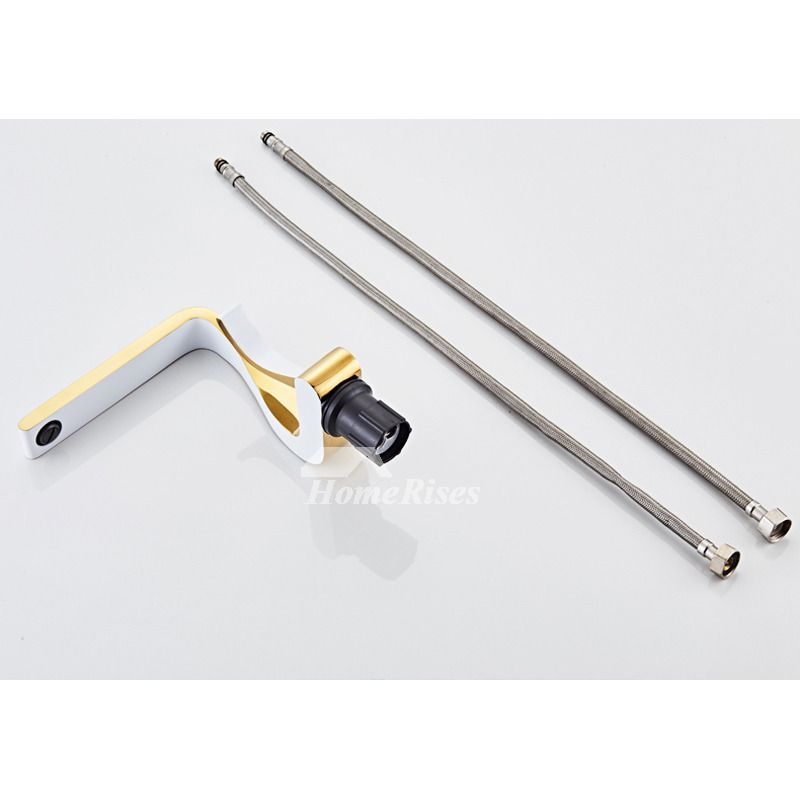 Maliben | Polished Gold Bathroom Sink Faucets Single Handle Luxury Brass White Modern One Hole