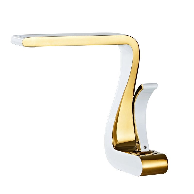 Maliben | Polished Gold Bathroom Sink Faucets Single Handle Luxury Brass White Modern One Hole