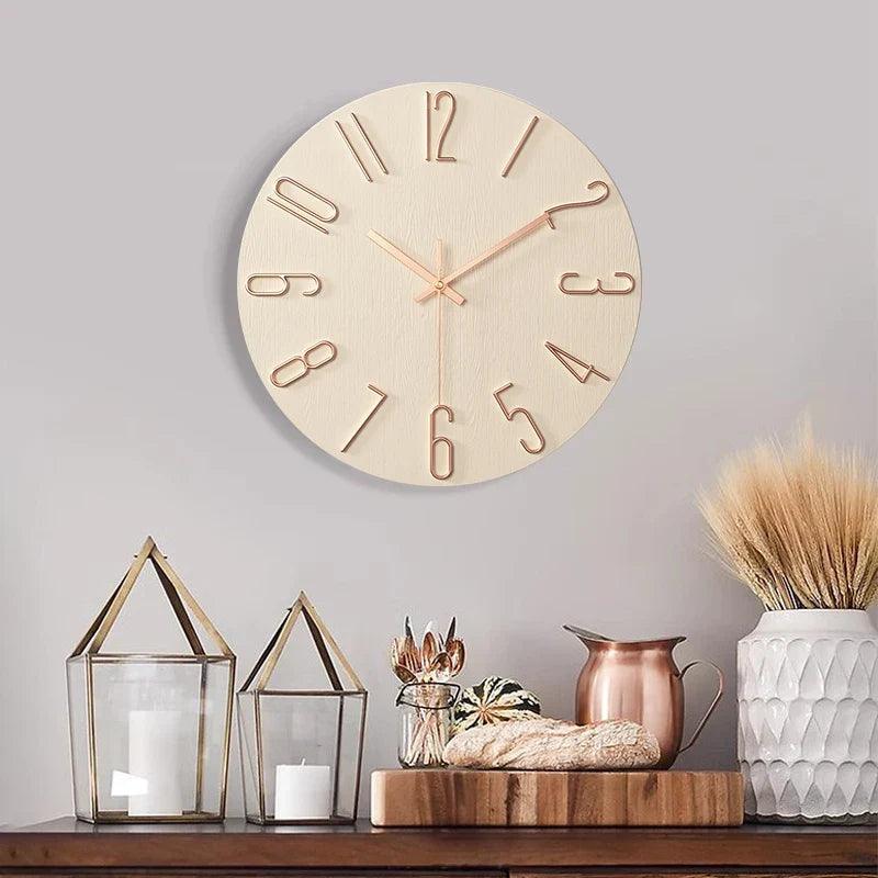 Maliben | Frameless Wall Clock Made of Wood – Nordic Minimalist Silent Clock for Modern Home Decor