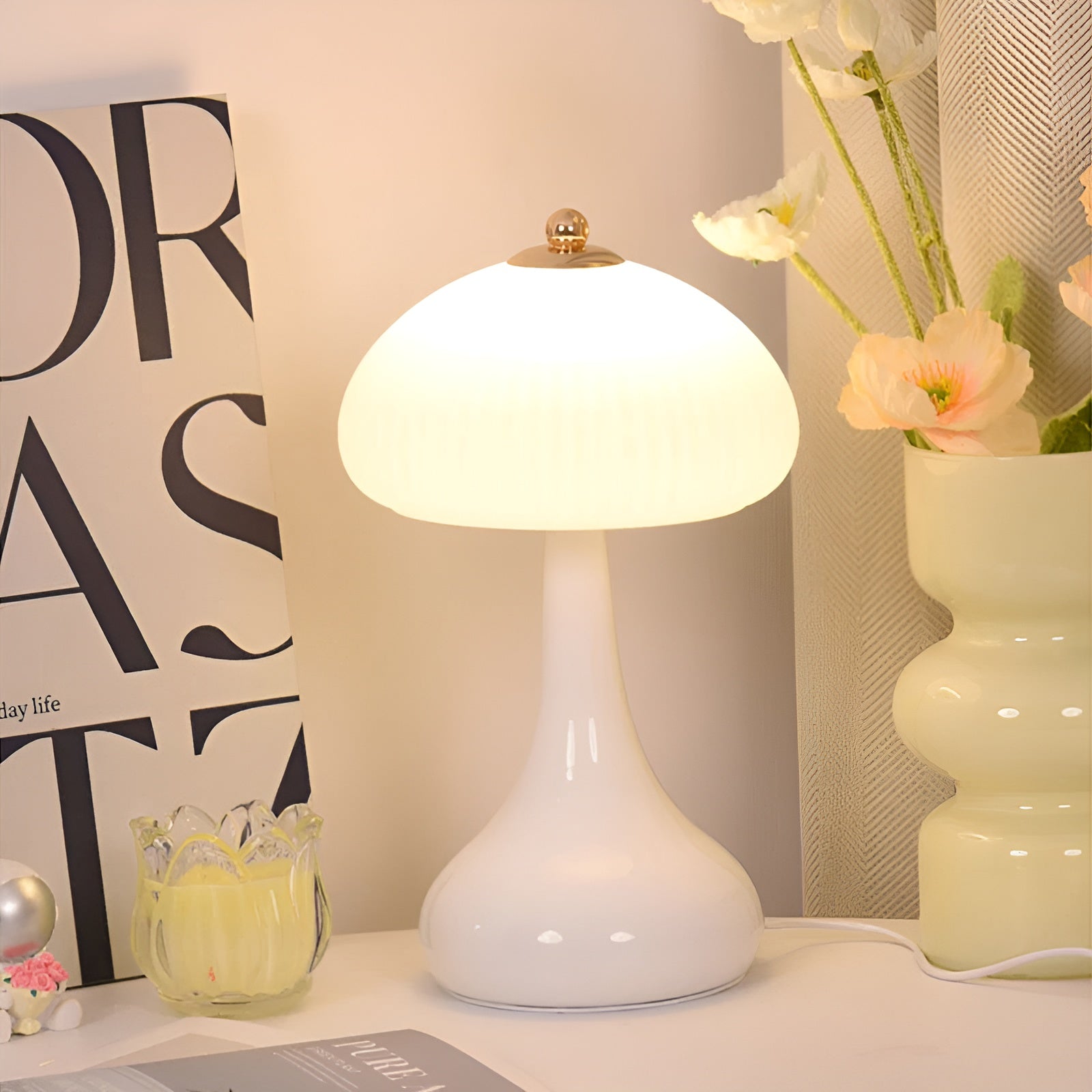 Maliben | Eleganza Luxe Table Lamp – Timeless Mushroom Shape With Led DimmIng Function in Soft Colors