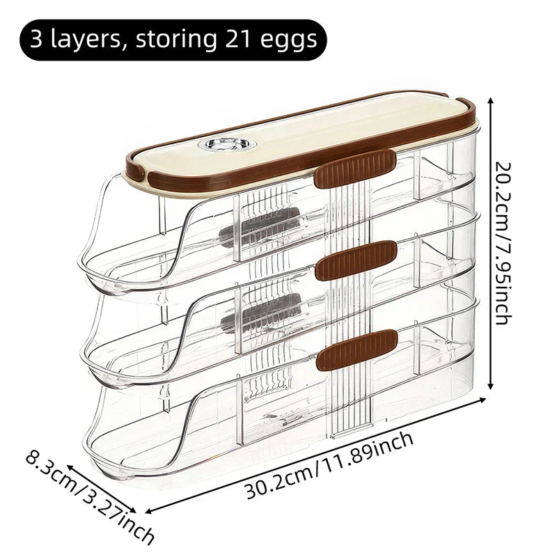 Maliben | Fridge Organizer Automatic Rolling Transparent Egg Storage Box