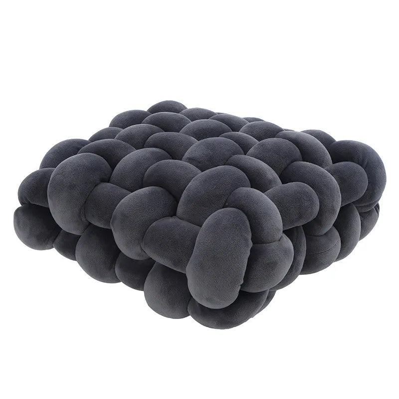 Maliben | Living Room Soft Plush Knot Pillow Sofa Pillow Solid Color Square Handwoven Home Throw Pillow Square Woven Seat Cushion Pillow