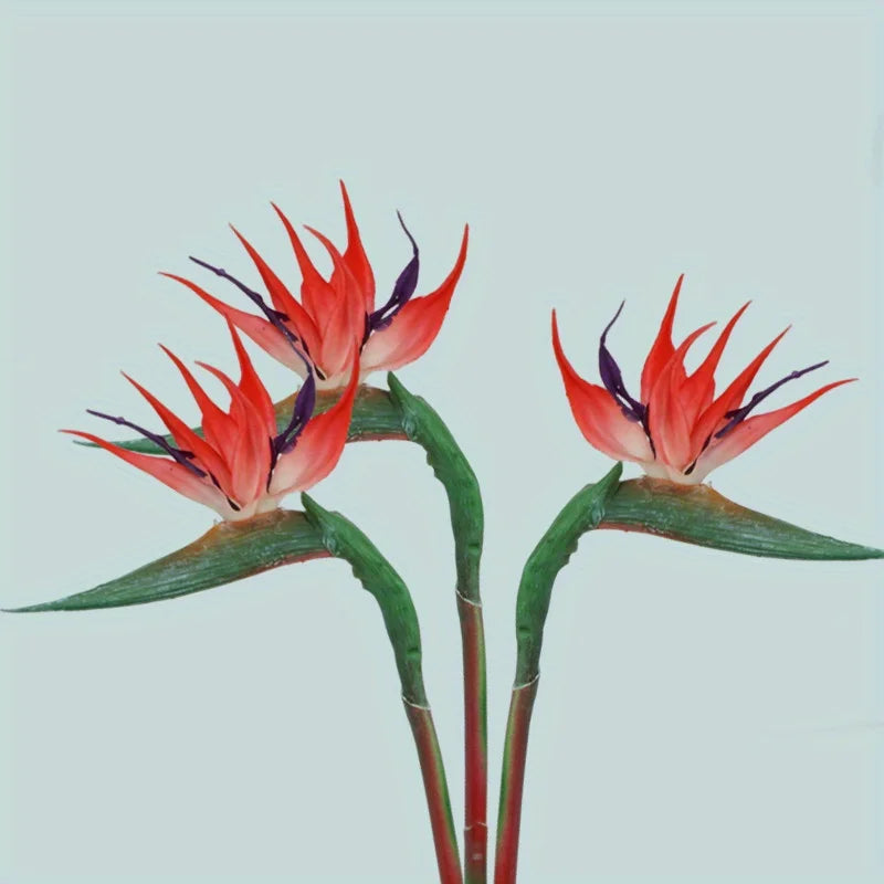 Maliben | Floriva 3 Piece Set Artificial Strelitzias | Bird Of Paradise Flowers | 24.5 Cm Long Stems | Decoration For Home, Office & Events