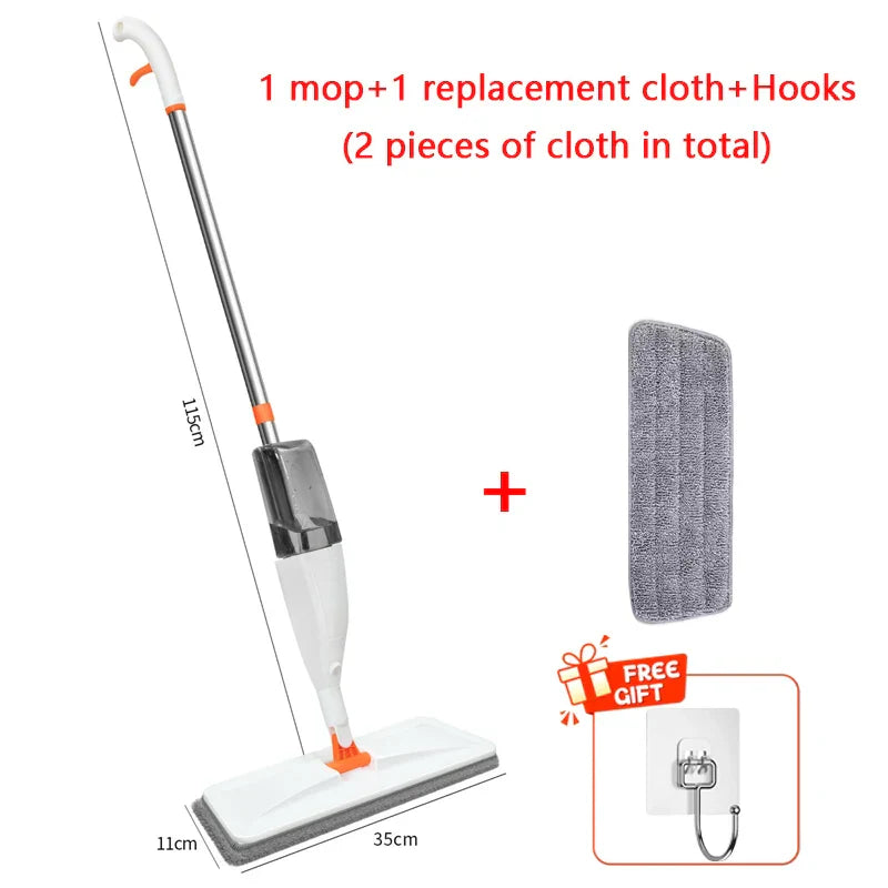Maliben | Sprayvia Spray Mop With Microfiber Head | 360° Swivel Joint | Flat Mop System | Reusable & Eco-Friendly