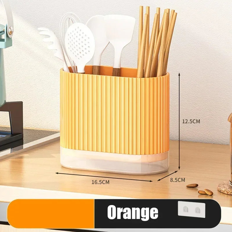 Maliben | Cutlery Organizer Duo | Wall-Mountable Cutlery Holder | No Drilling | Draining Function | 16.5 × 8.5 × 12.5 Cm
