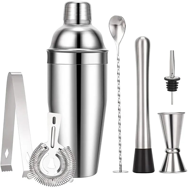 Maliben | 550 ml/750 ml Stainless Steel Cocktail Shaker Mixer Drink Bartender Set Bar Set Tools With Wine Rack Stand Tool for Birthday Gift