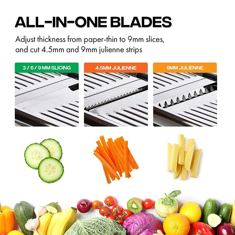 Maliben | Vegetable Cutter Schnittprofi | Adjustable Mandoline | Stainless Steel Blades | For Potatoes, Tomatoes & More
