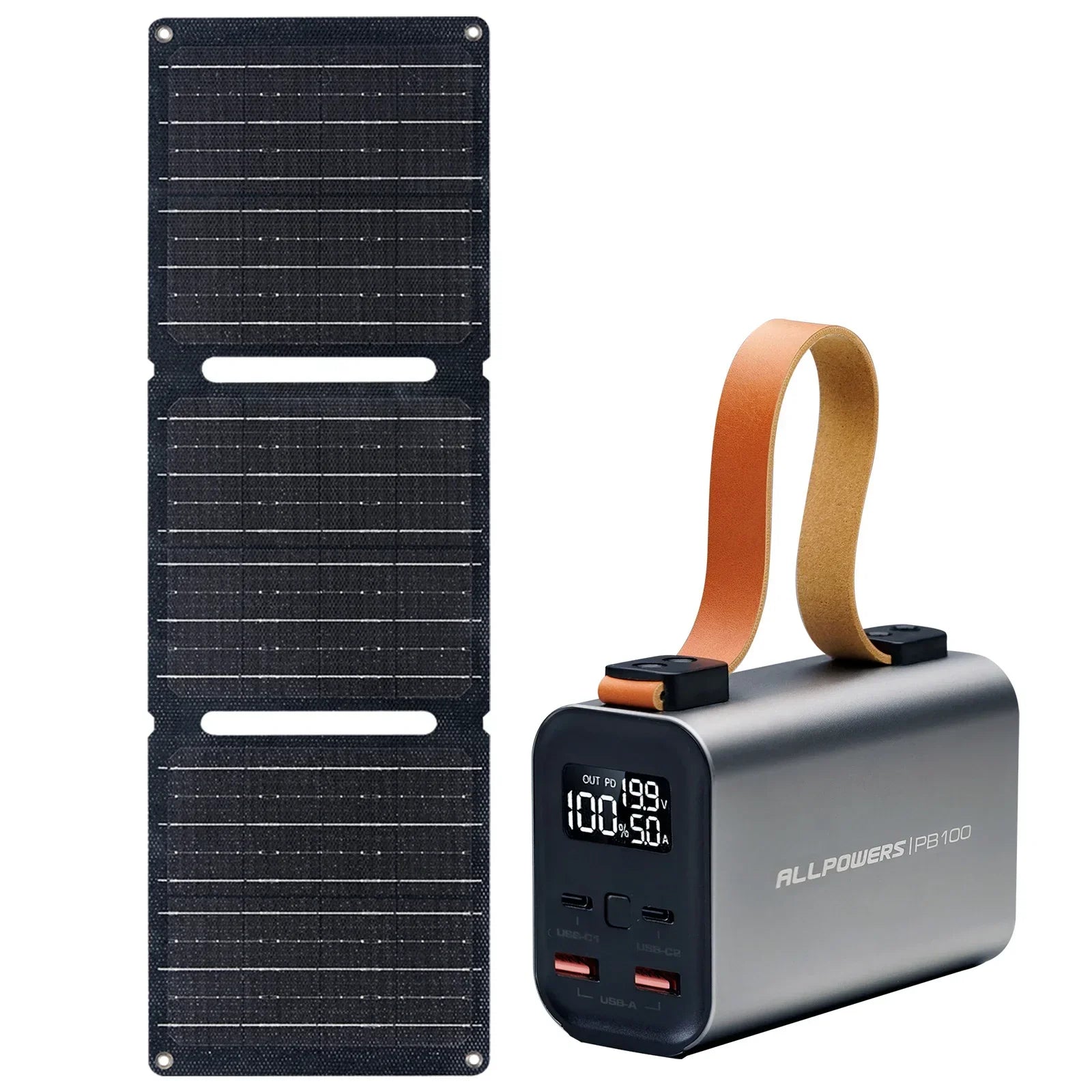 Maliben | Solar Powerbank Voltforge Pb100 Set | 24,000mah | 100w Fast Charging | Foldable 21w Solar Panel | For Laptop, Smartphone & Outdoor