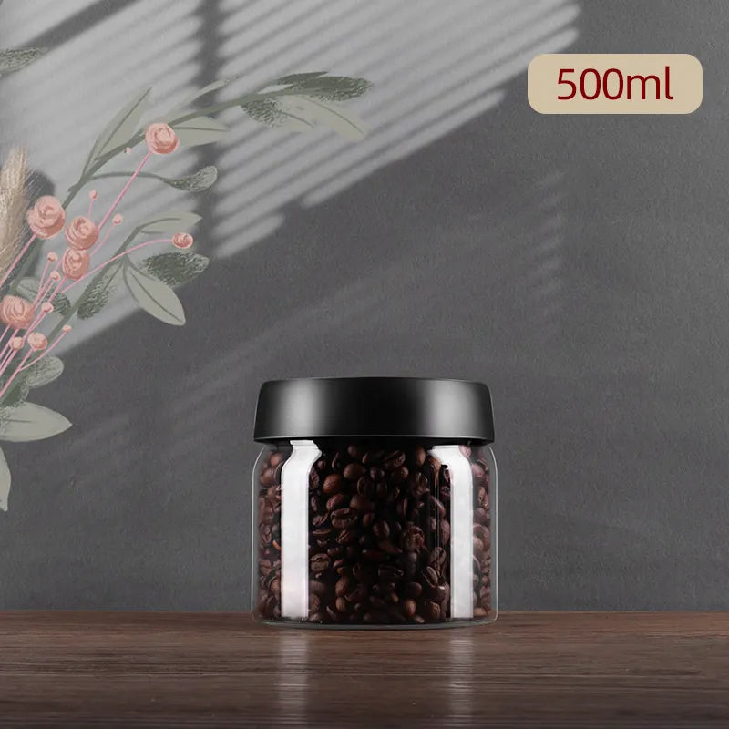Maliben | GIANXI Vacuum Sealed Jug, Coffee Beans, Glass, Airtight Canister, Food, Grains, Sweets, Fresh Keeping Container, Kitchen Accessories