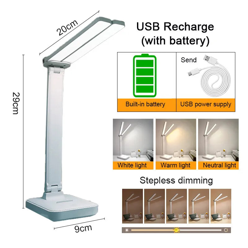 Maliben | Lumifold | Led Desk Lamp | 3 Brightness Levels & Touch Control | Usb Rechargeable & Foldable