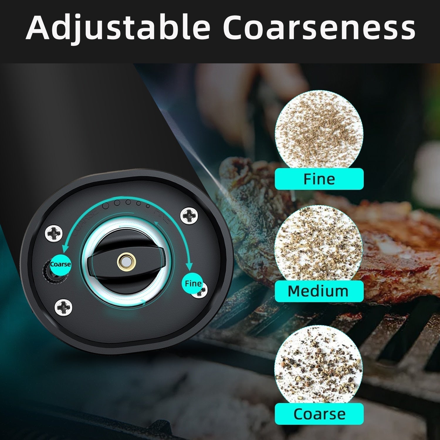 Maliben | Electric automatic pepper and salt mill with LED light and adjustable grind - Perfect for the kitchen or the restaurant