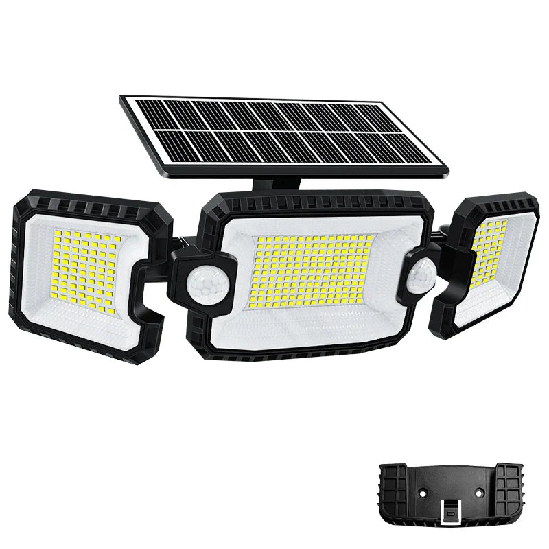Maliben | Secusolar Maxview 167 Solar Security Spotlight 167 Leds | 3 Adjustable Heads | Motion Sensor & 3 Light Modes | Ip65 Waterproof | 2200 Lumens