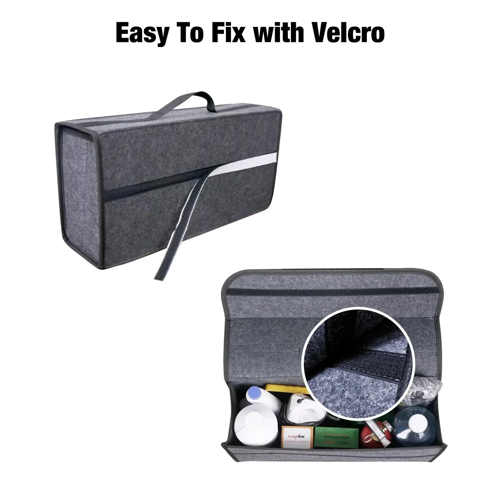 Maliben | Feltario Storage Bag | Felt Organizer With Handle | Versatile & Self-Adhesive | For Car, Office & Home