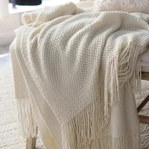 CREAM WHITE BLANKET — Maliben home decor