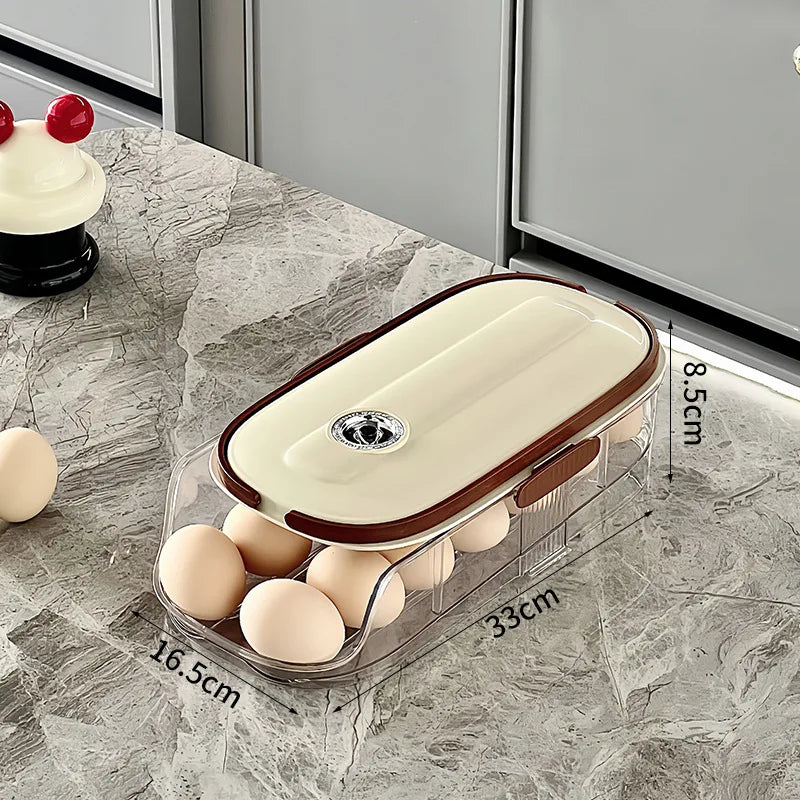 Maliben | Rollegg Max | Automatic Egg Holder For The Refrigerator | Stackable Egg Organizer Made Of Clear Plastic
