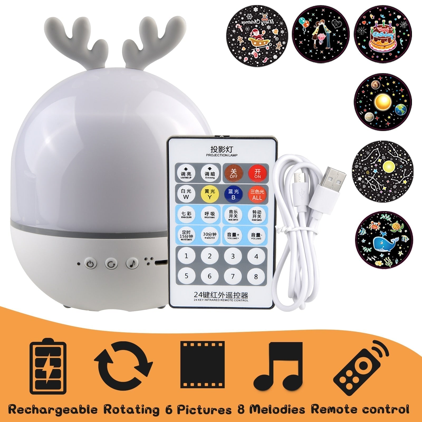 Maliben | Rotating Deer Music Star Projector Night Lamp