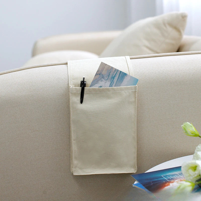Maliben | Restivo Bed Organizer Made Of Cotton Linen | Hanging Storage With Pockets | For Remote Controls, Books & Accessories – Approx. 30×20×10 Cm