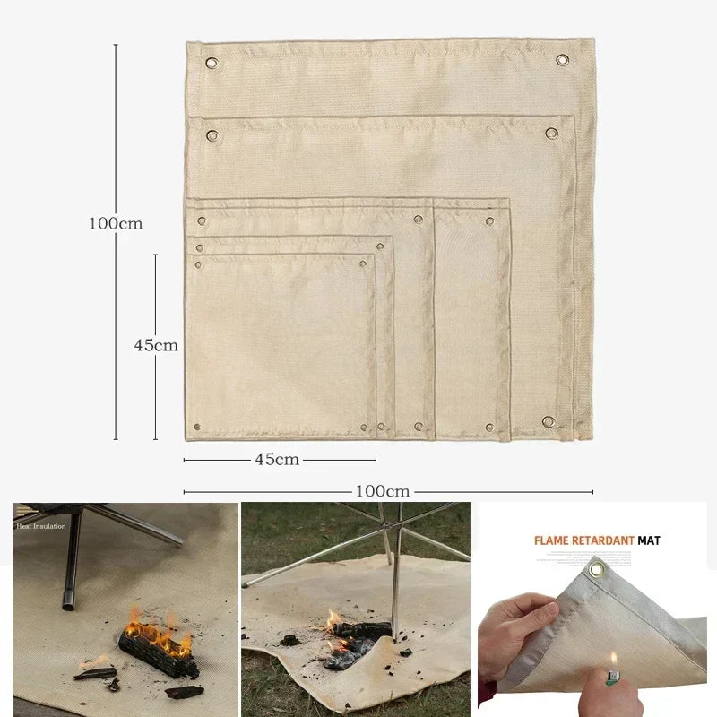Maliben | Campvita Fire Protection Camping Mat | Heat Resistant & Fireproof | Ideal For Grill & Campfire | Fiberglass Beige