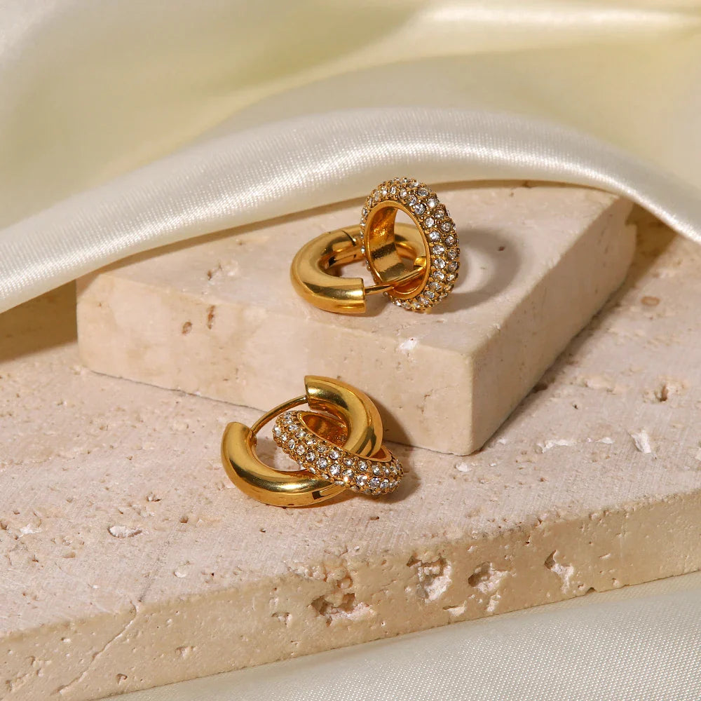 Maliben | 18k Dainty Huggie Diamond Dangle Earrings