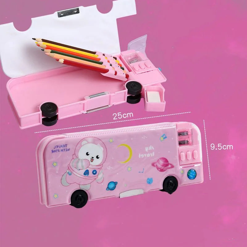 Maliben | Cartoon Bus Multifunctional Kids Stationery Pencil Box