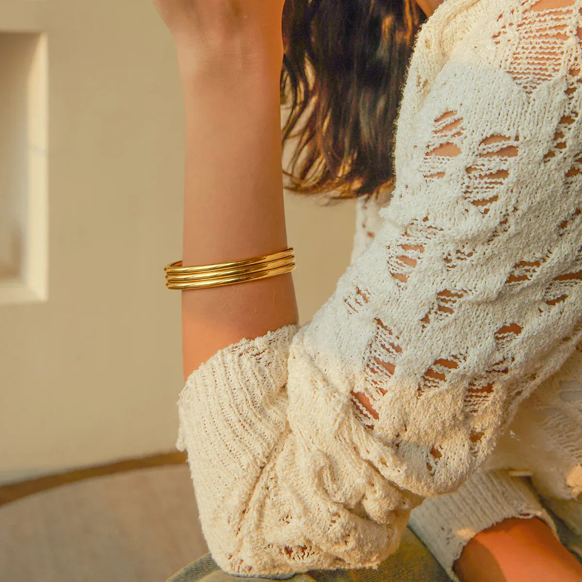 Maliben | 18k Triple Ribbed Bangle Bracelet