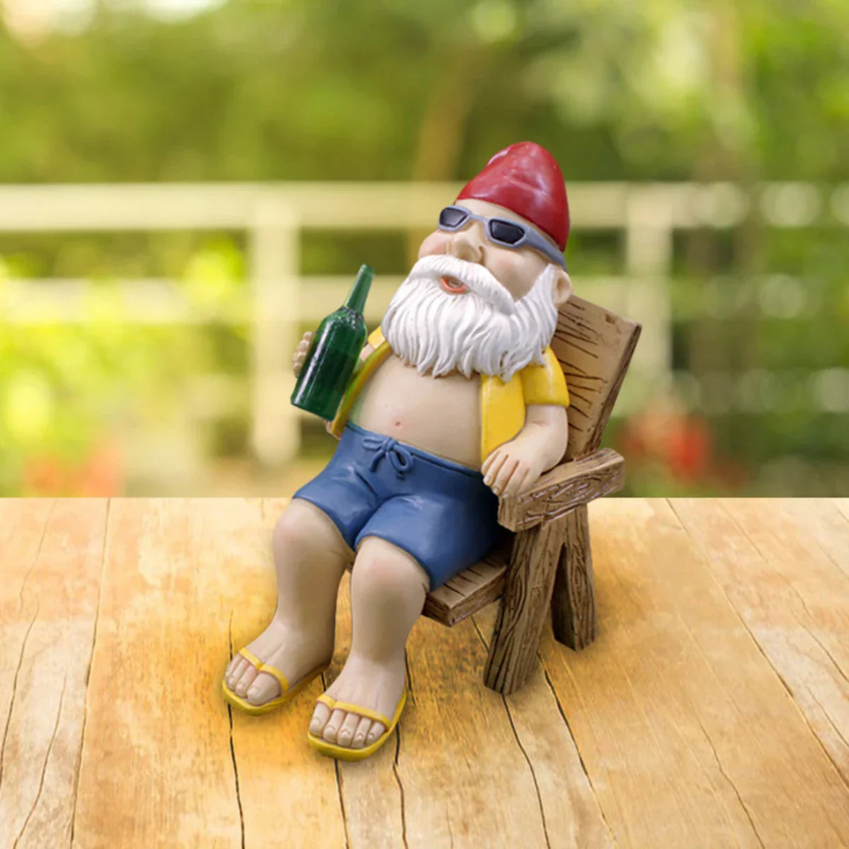Maliben | Sunbathing Gnome Statue Made Of Resin With Lounger For Garden Decoration