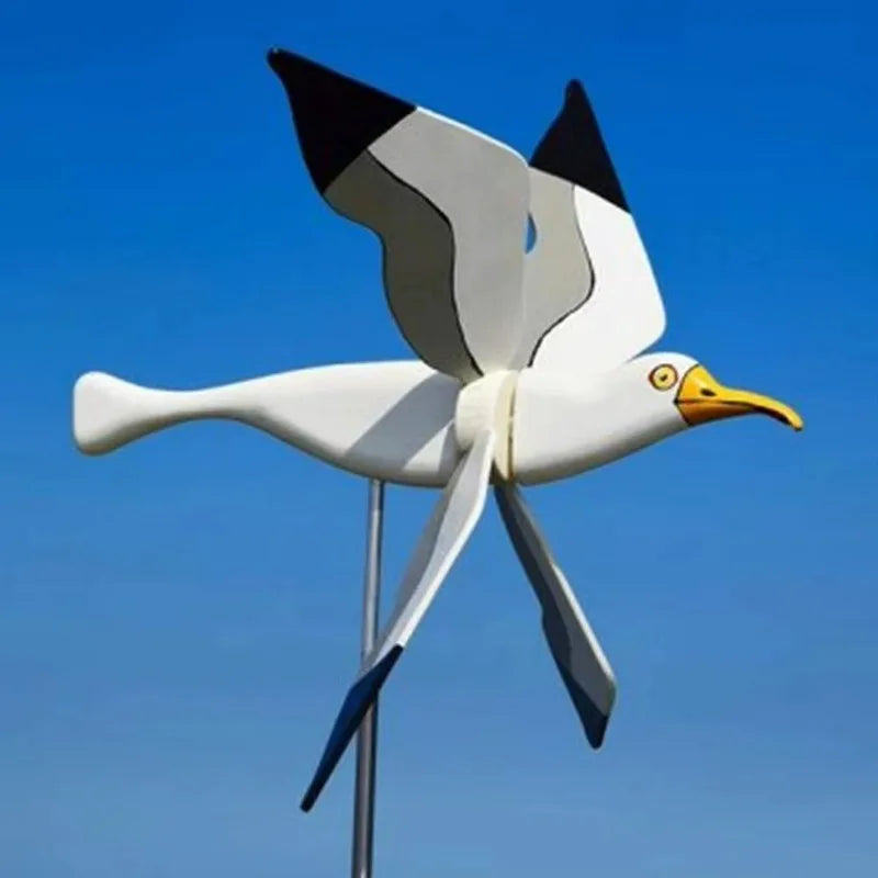 Maliben | Garden Decor Wind Bird Skygull | Creative Wind Spinner With Seagull Motif | Weatherproof & Height Adjustable | 25 Cm Figure