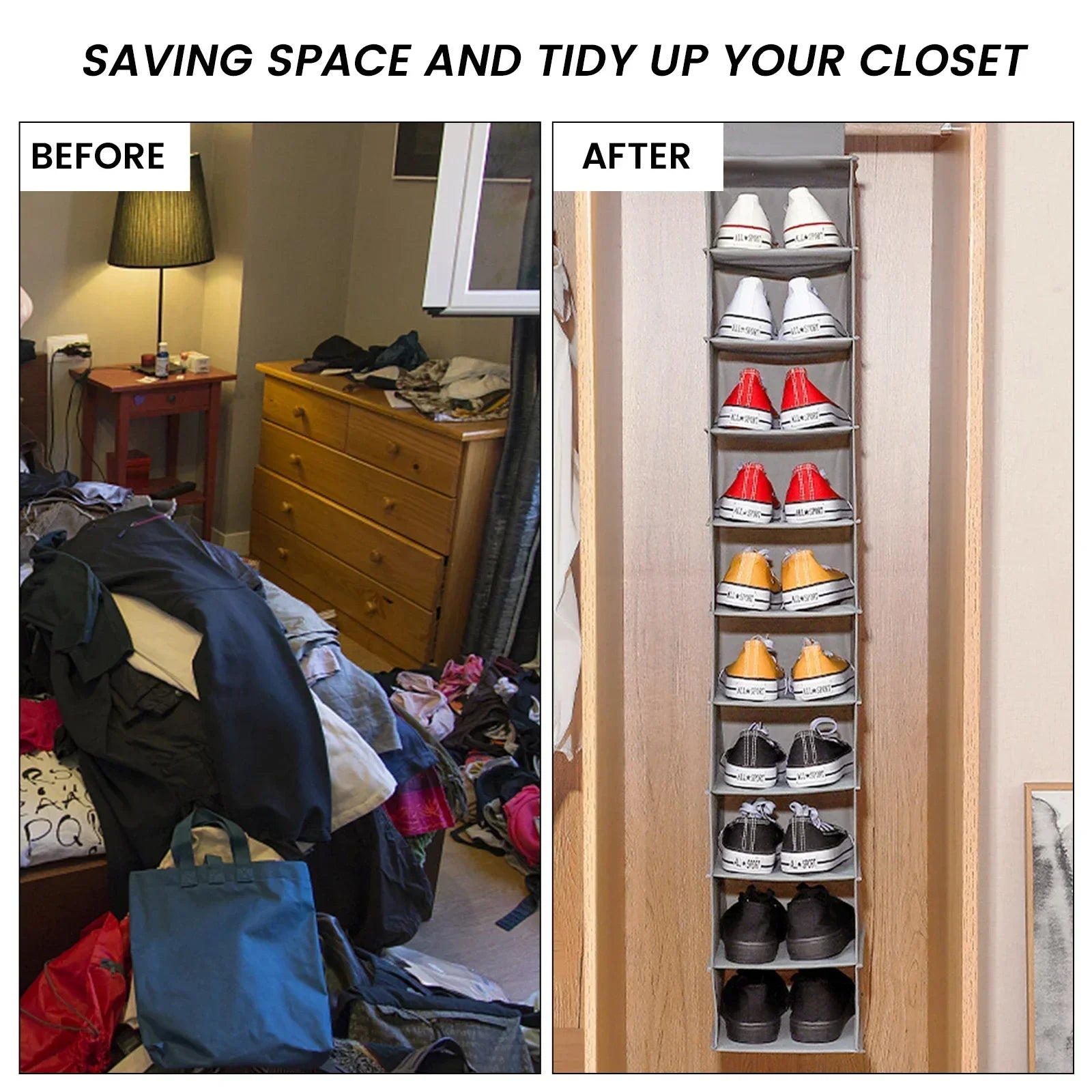 Maliben | OrdolIno 10-Layer Hanging Storage Organizer | Foldable & Space-Saving | For Shoes, Clothing & Accessories in The Closet