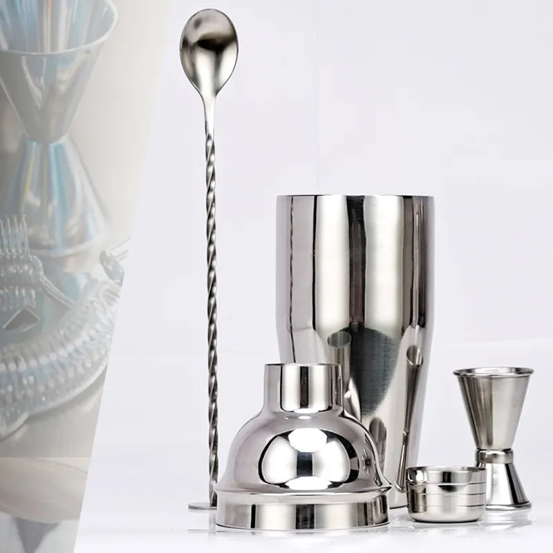 Maliben | 550 ml/750 ml Stainless Steel Cocktail Shaker Mixer Drink Bartender Set Bar Set Tools With Wine Rack Stand Tool for Birthday Gift
