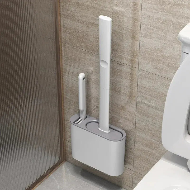 Maliben | Toilet Brush Hygiebrush Duoclean | 2-In-1 Silicone Toilet Brush Set With Wall Mount | Antibacterial & Space-Saving