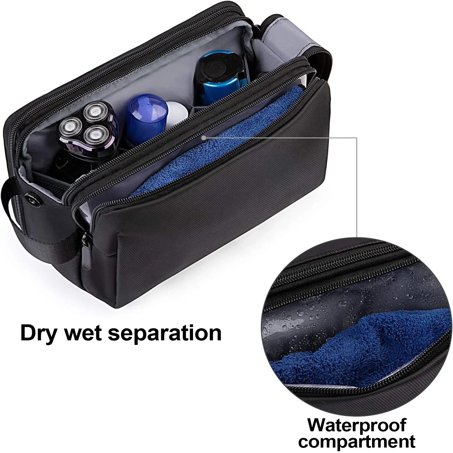 Maliben | Gentrax Toiletry Bag Men | Water Repellent & Large | Tear Resistant Travel Organizer With Wet Compartment | Dopp Kit For Shaving & Care