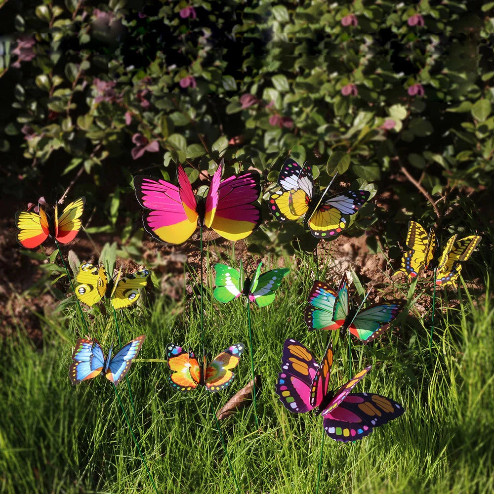 Maliben | Floraviva Butterfly Garden Stakes | Set Of 10 | Weatherproof & Colorful | For Beds, Flower Pots & Balcony
