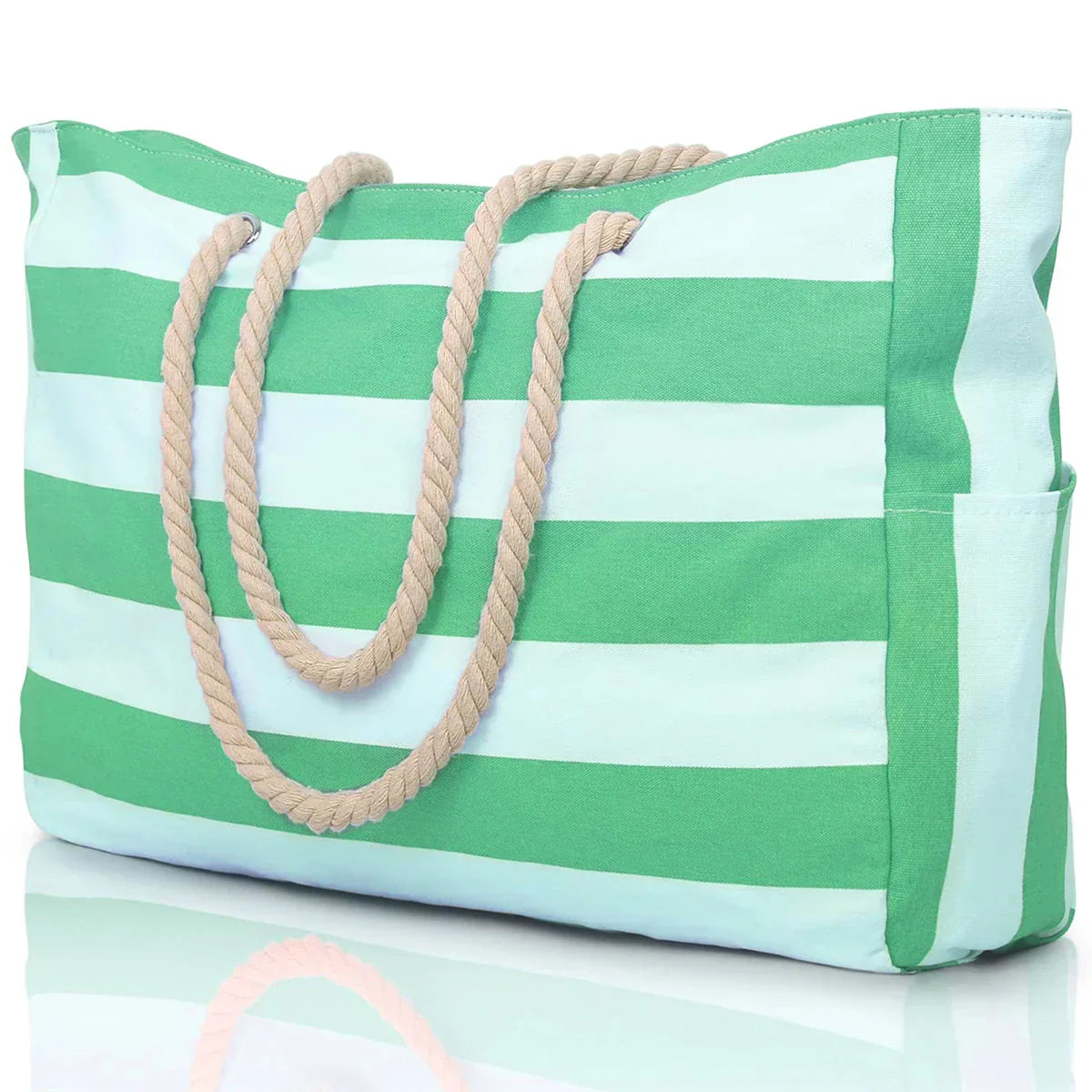 Maliben | Marivalis Striped Beach Bag With Zipper | Foldable & Waterproof | Sand Resistant Canvas | For Travel & Vacation
