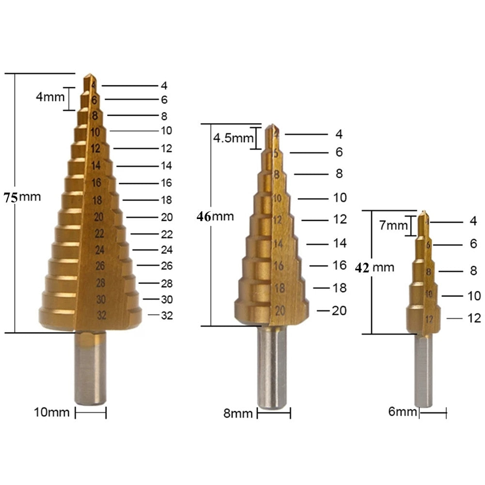 Maliben | 6-Piece Titanium Drill Bit Set | For Precise Drilling Through Metal, Wood, And Other Materials