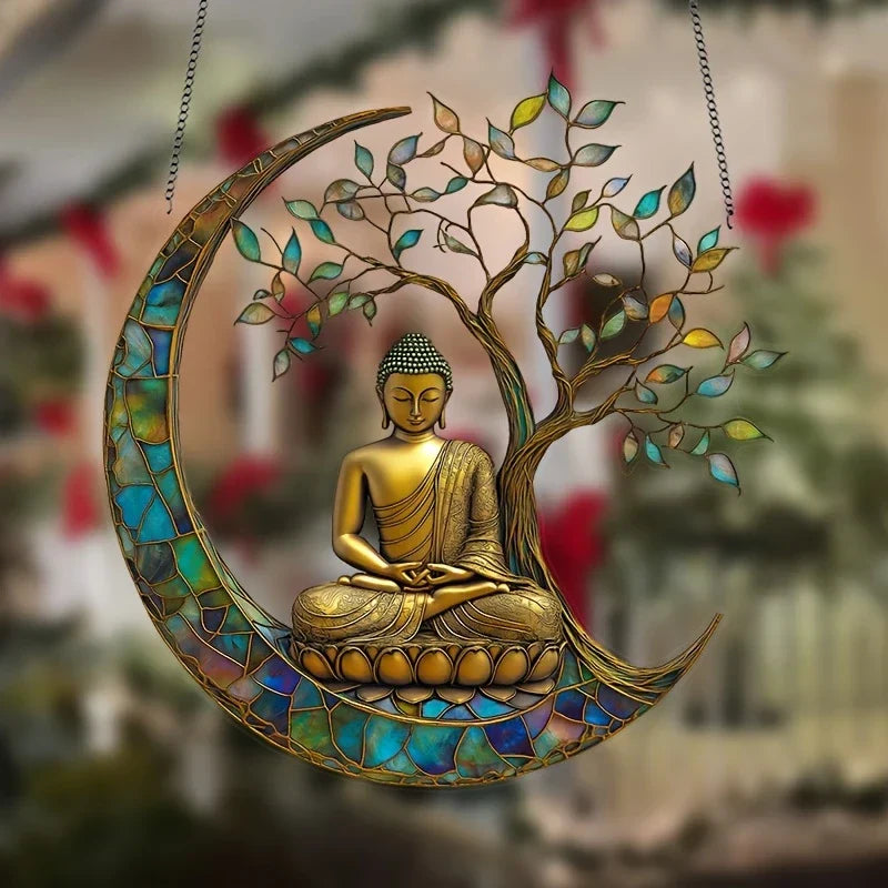 Maliben | Acrylic Sun Catcher Zenlight | 2d Buddha Decor | Window & Home Accessory | Spiritual Room Design