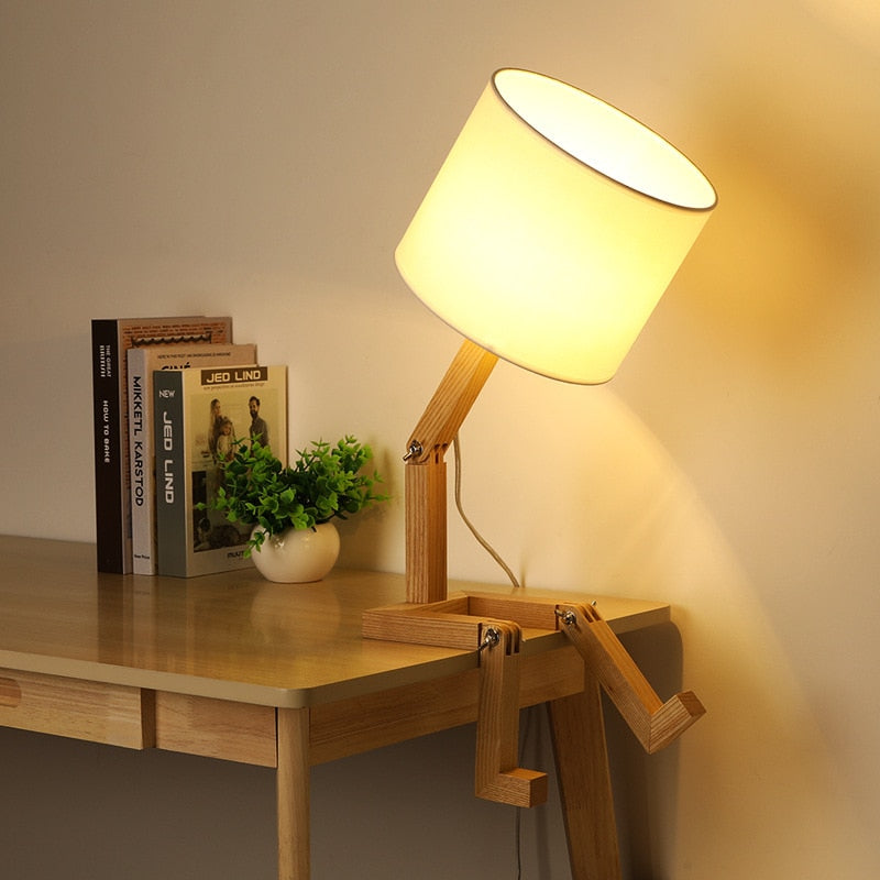 Maliben | Thinker Wooden Robot Modern Night Lamp