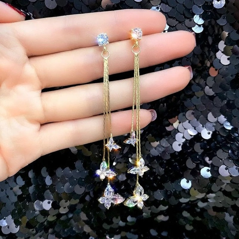 Maliben | Elegant Flower Long Chain Earrings