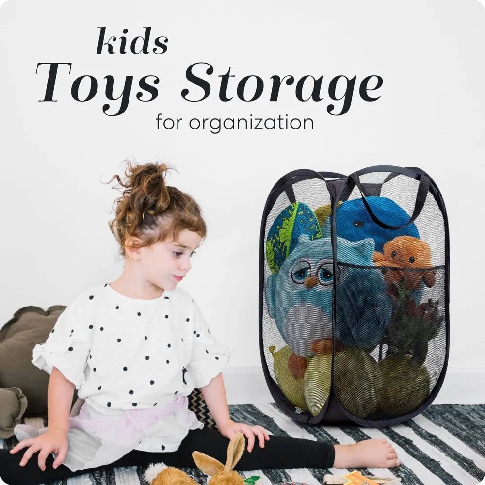 Maliben | Luftwäsche Laundry Basket Large | Foldable & Breathable | With Side Pocket & Carry Handles | For Home & Travel
