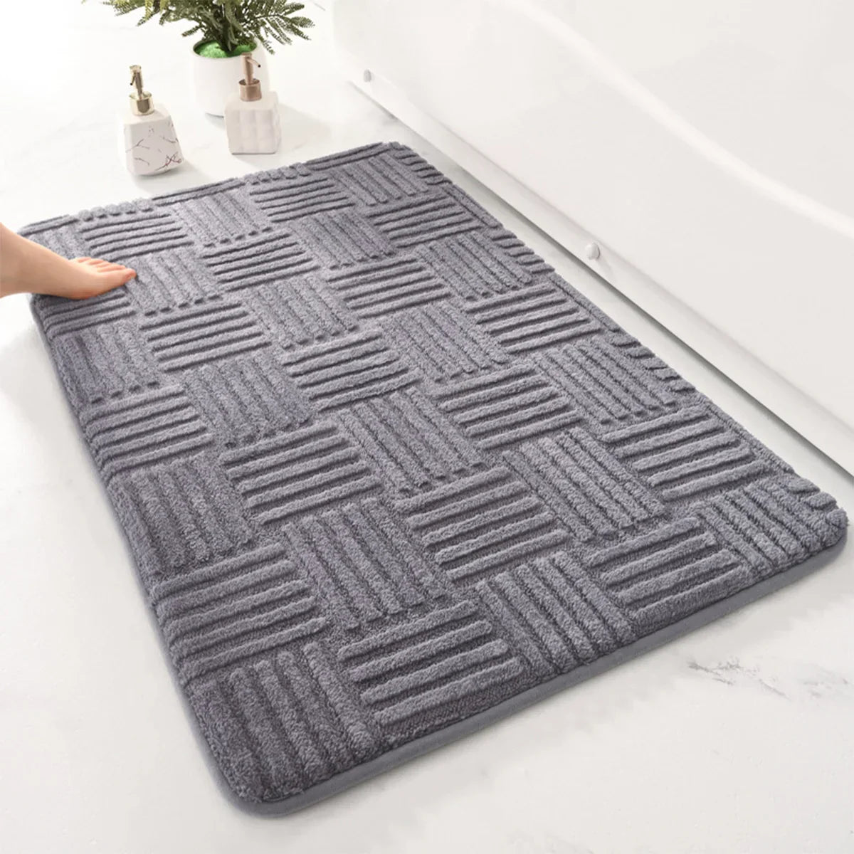 Maliben | Bath Mat Aquastripes | Non-Slip & Highly Absorbent | Soft & Easy Care | For Bathroom & Entrance