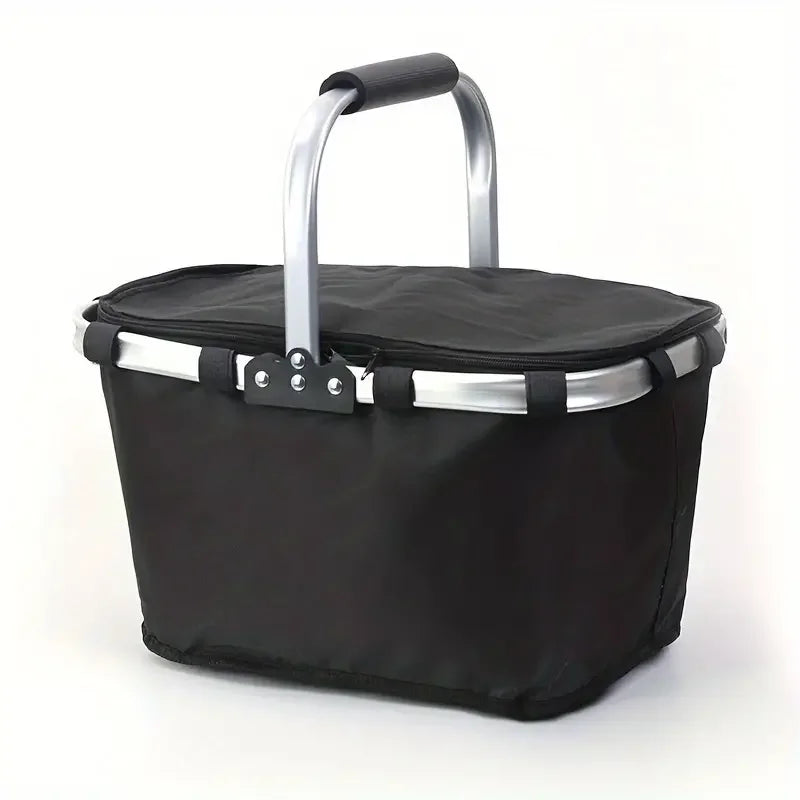 Maliben | Thermatrip Folding Basket | Insulated Picnic Basket With Aluminum Foil & Carry Handle | 3-Fold Foldable | For Outing, Park, Shopping & Travel