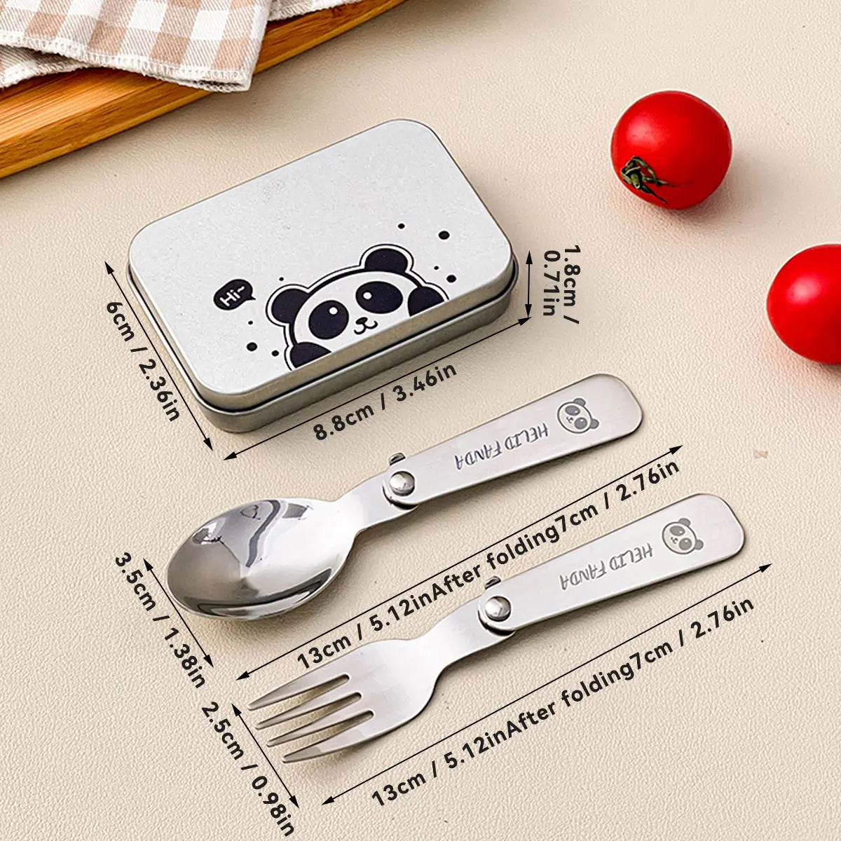 Maliben | Trekking Camping Cutlery 3-Piece | Foldable Spoon & Fork With Storage Box | Stainless Steel | Compact & Reusable