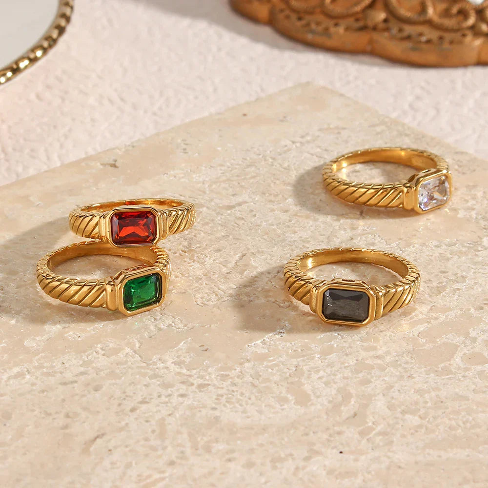 Maliben | Cross Striped Baguette Diamond Ring