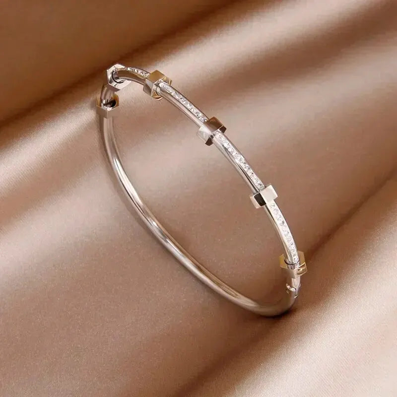 Maliben | Classy Diamond Hex Bangle Bracelet