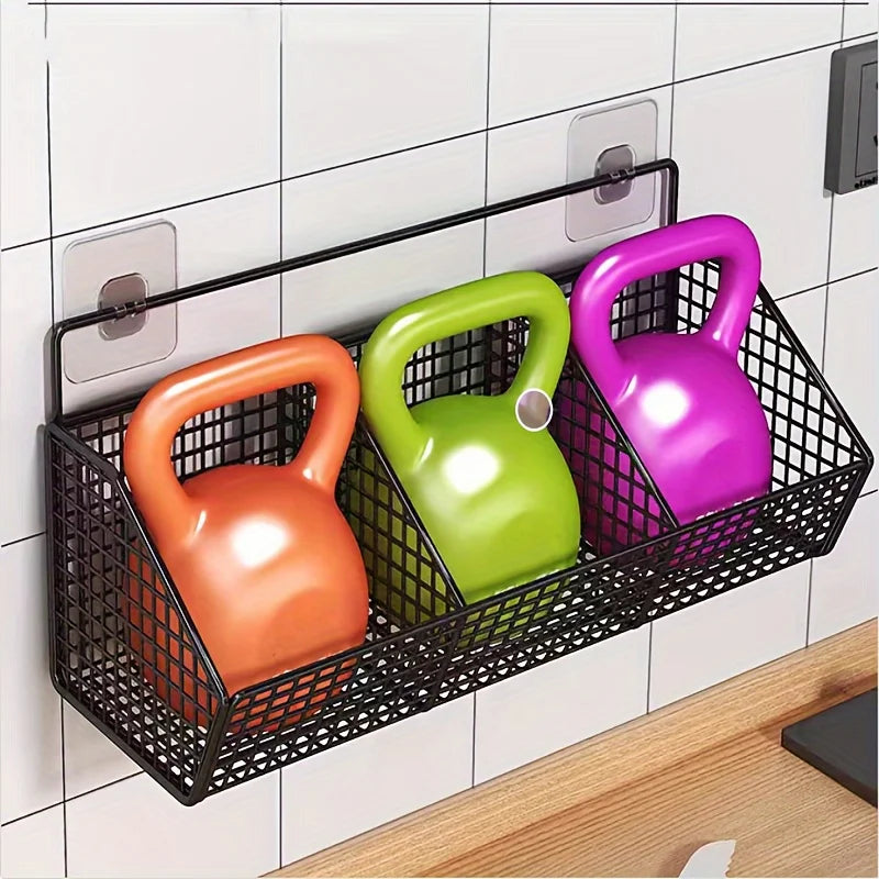 Maliben | Kitchen Basket 3in1 Storage Rack | For Onion, Garlic & Ginger | Rustproof & Wall-Mounted – Black